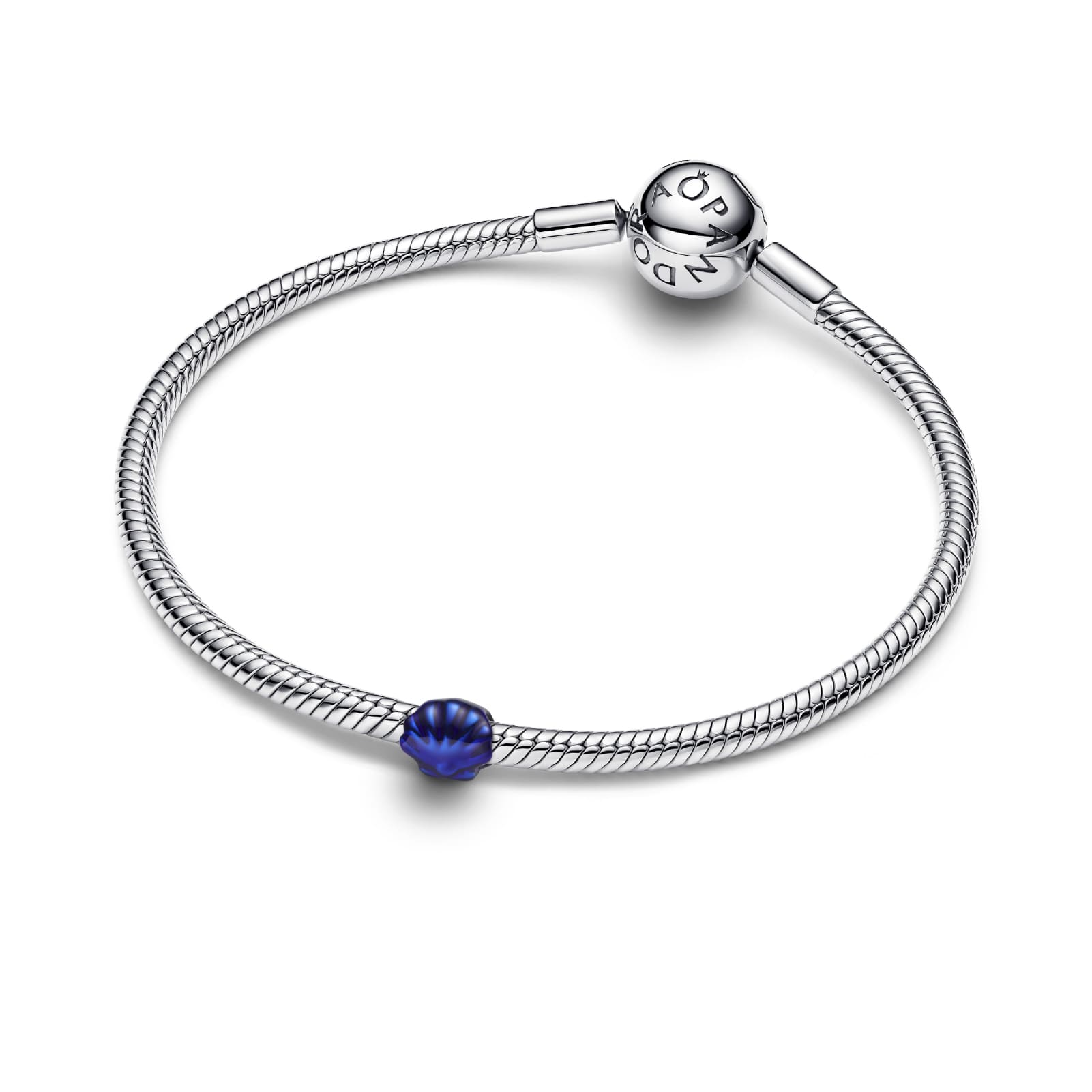 Mini charm Pandora in argento conchiglia effetto metallico blu MISURA UNICA