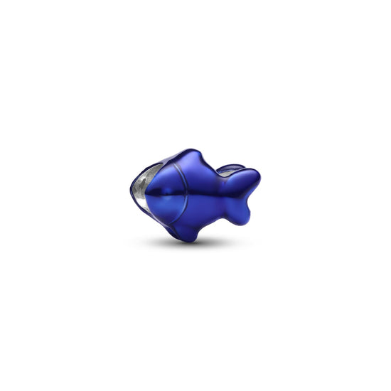 Mini charm Pandora in argento pesce effetto metallico blu MISURA UNICA