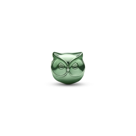 Mini charm Pandora in argento gufo effetto metallico verde MISURA UNICA
