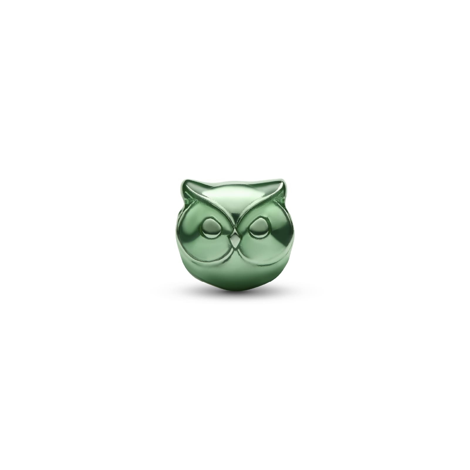 Mini charm Pandora in argento gufo effetto metallico verde MISURA UNICA