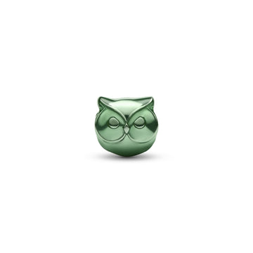Mini charm Pandora in argento gufo effetto metallico verde MISURA UNICA