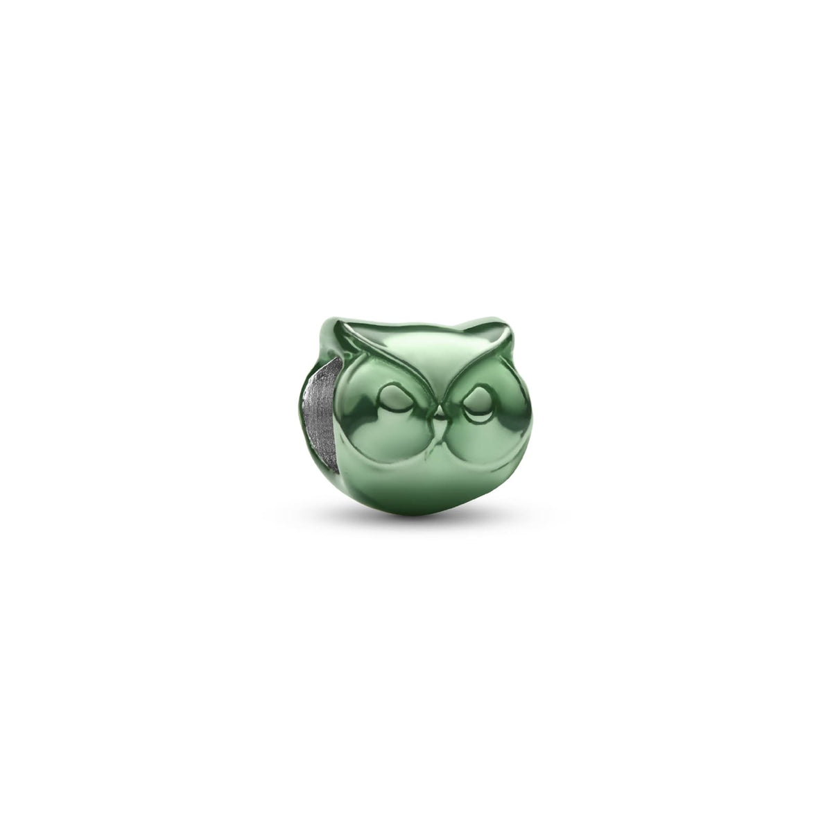 Mini charm Pandora in argento gufo effetto metallico verde MISURA UNICA