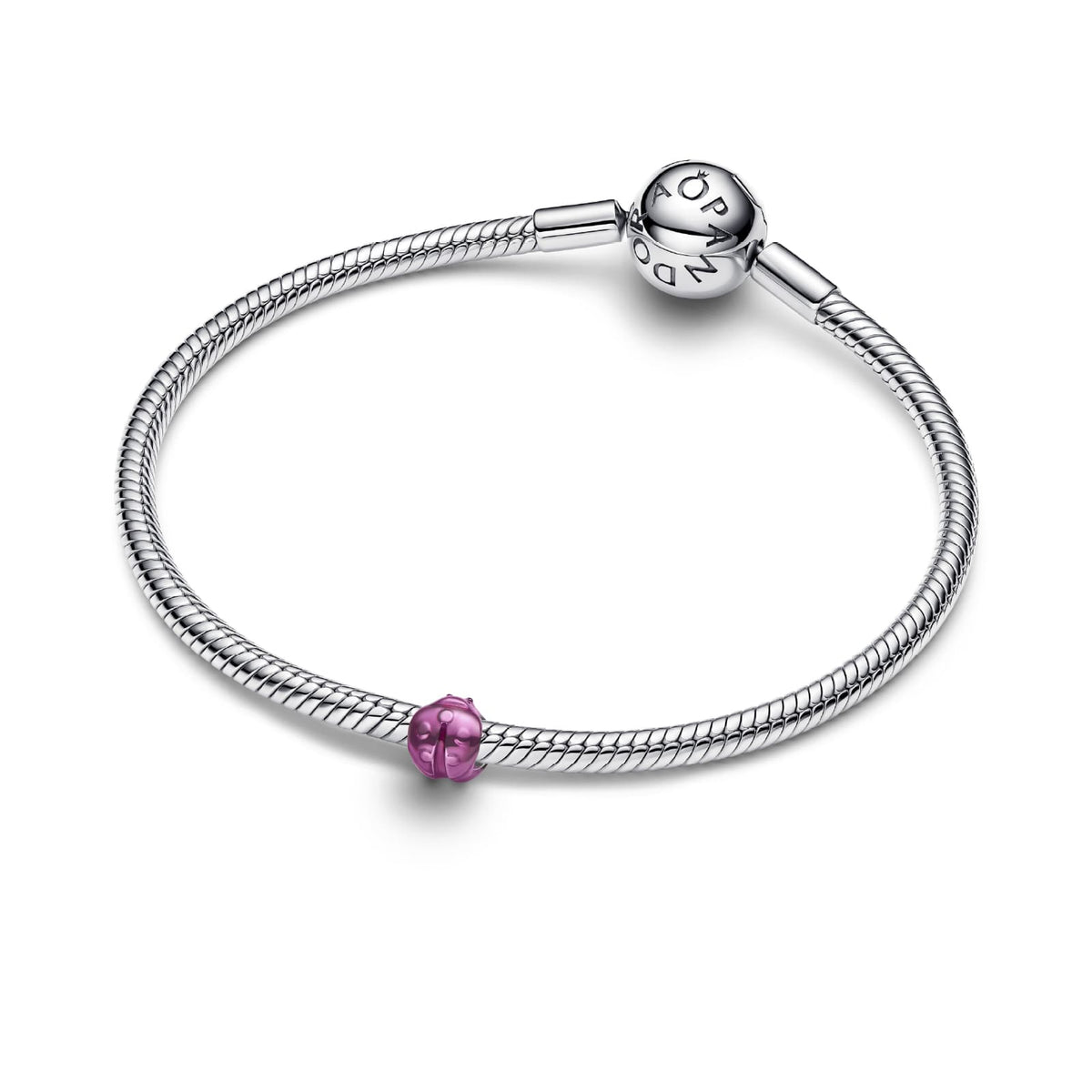Mini charm Pandora in argento coccinella effetto metallico rosa MISURA UNICA