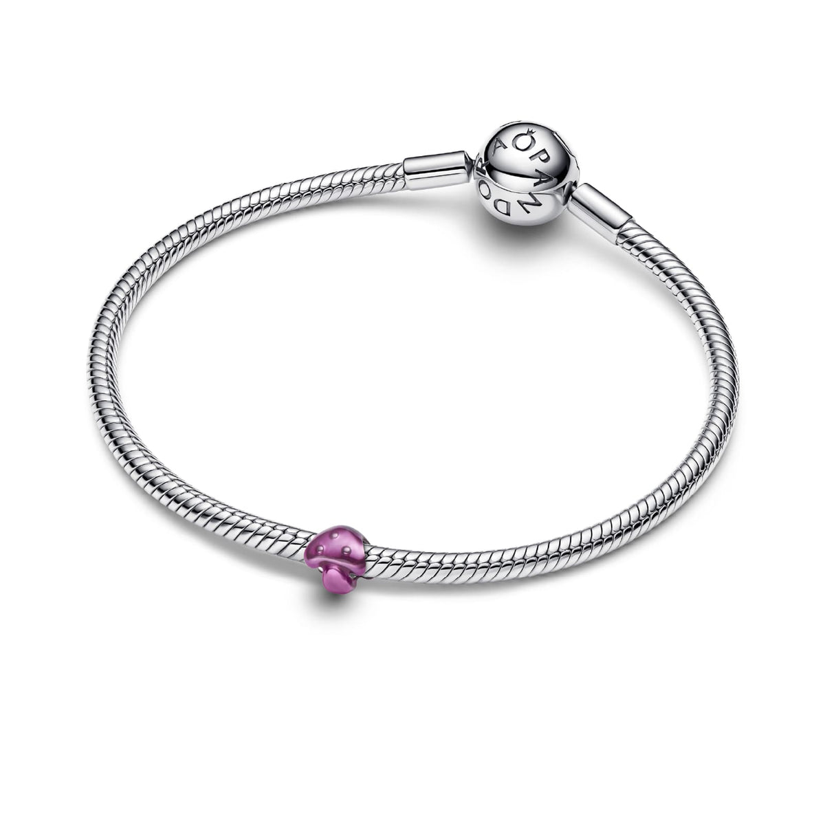 Mini charm Pandora in argento fungo effetto metallico rosa MISURA UNICA