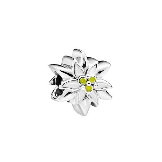 Charm Pandora Stella Alpina in argento sterling e smalto