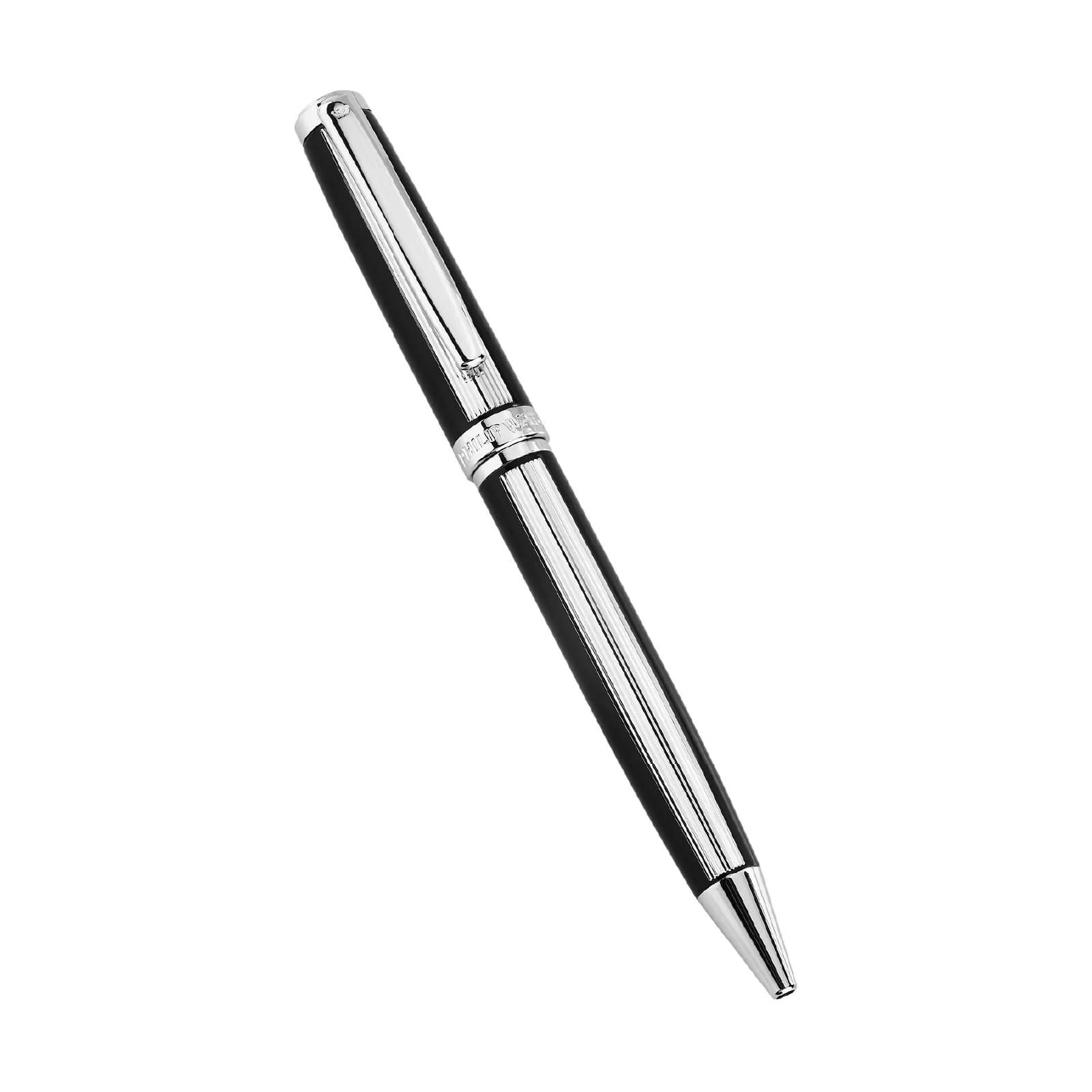 Penna a sfera Philip Watch WI ottone nero con finiture argento MISURA UNICA