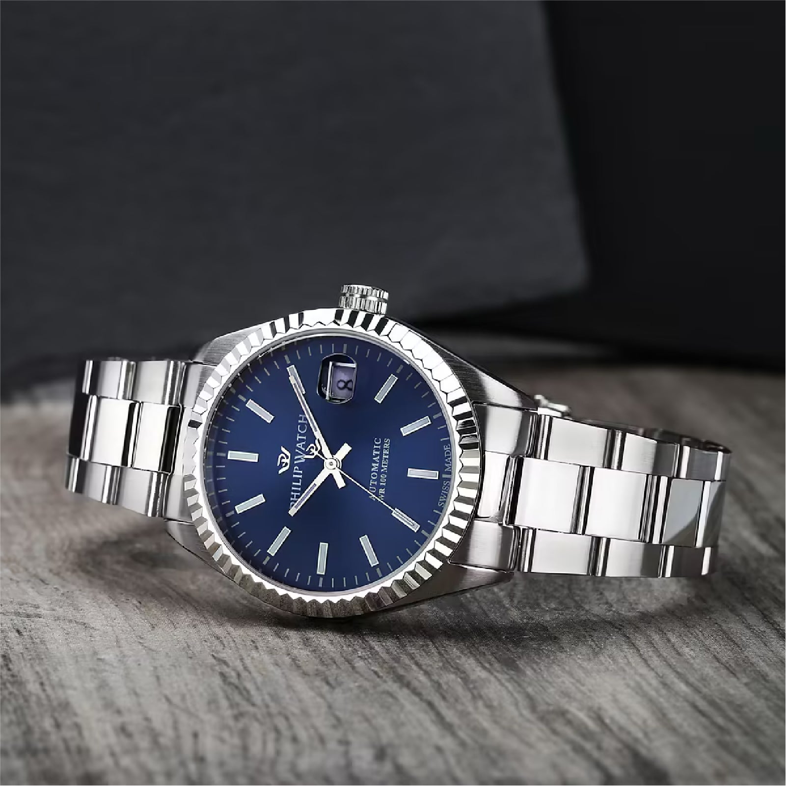 Orologio solo tempo Philip Watch in acciaio quadrante blu MISURA UNICA