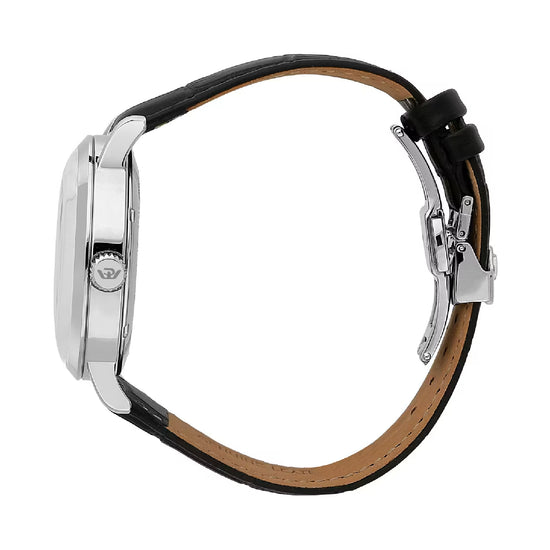 Orologio solo tempo Philip Watch in acciaio e pelle nera MISURA UNICA