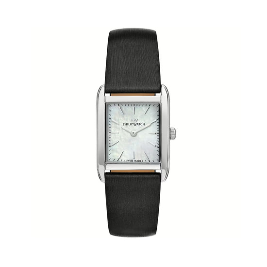 Orologio solo tempo Philip Watch in acciaio e pelle nera P.R8251820502