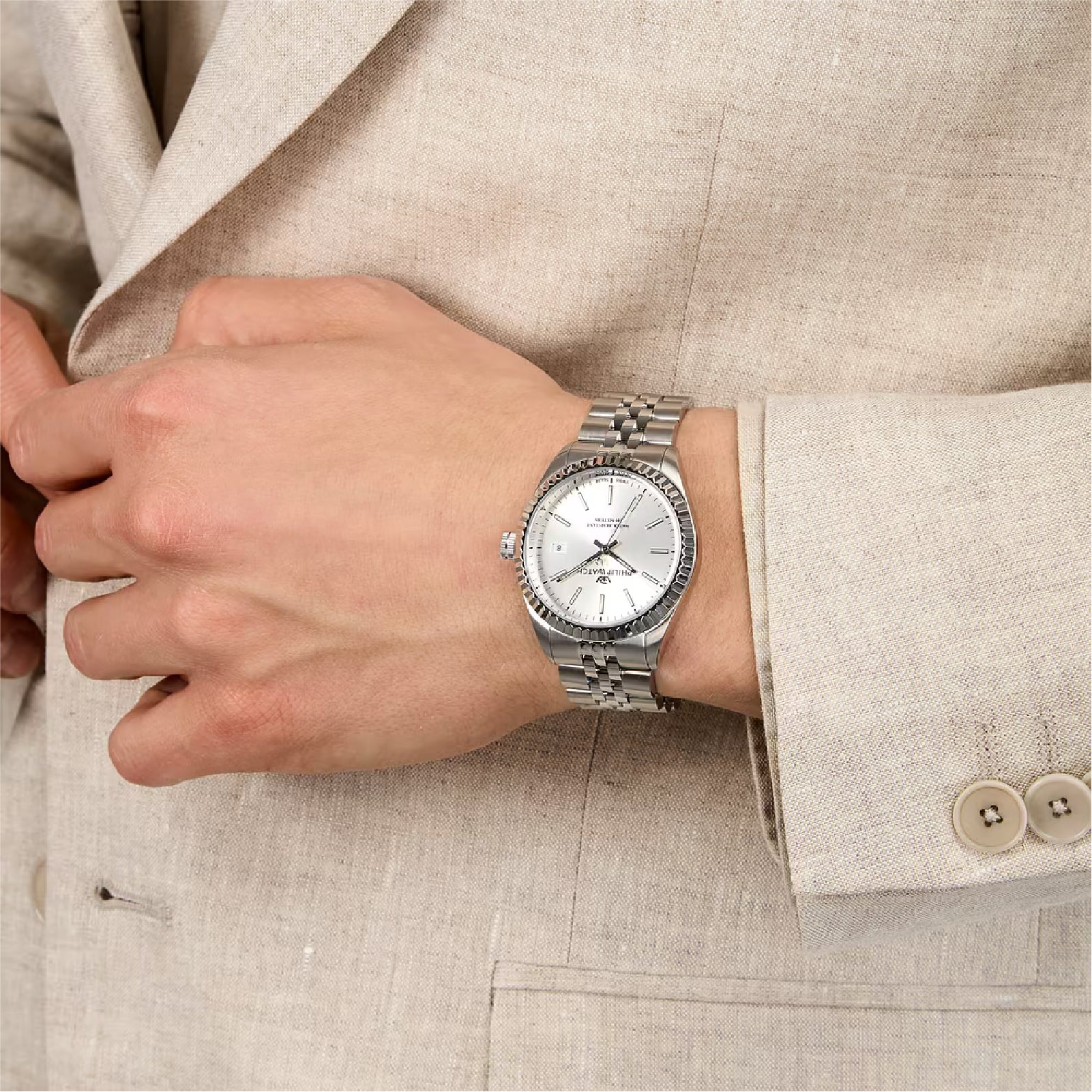 Orologio Philip Watch in acciaio quadrante bianco 39mm MISURA UNICA