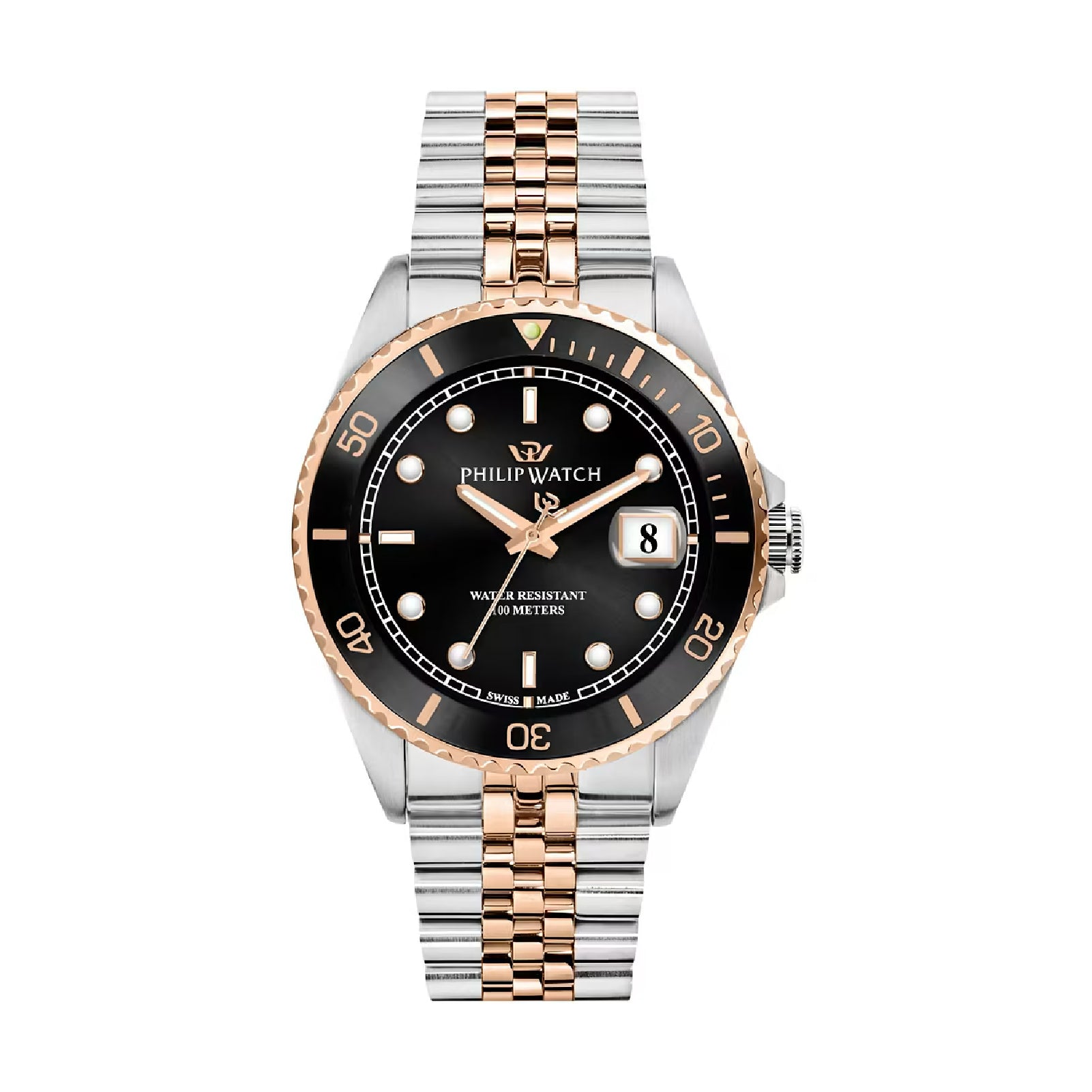 Orologio Philip Watch in acciaio bicolor con quadrante nero MISURA UNICA