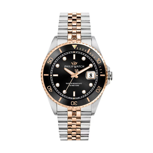 Orologio Philip Watch in acciaio bicolor con quadrante nero MISURA UNICA