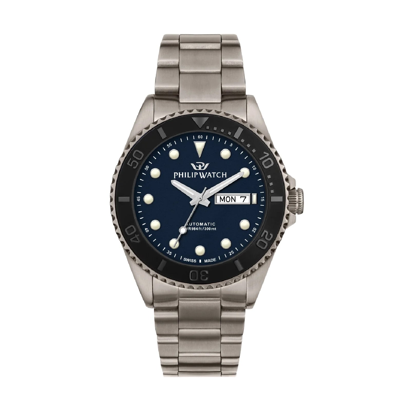 Orologio automatico Philip Watch in acciaio grigio e blu MISURA UNICA