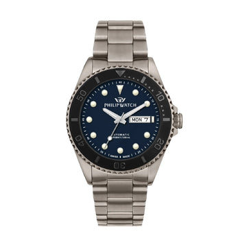 Orologio automatico Philip Watch in acciaio grigio e blu MISURA UNICA