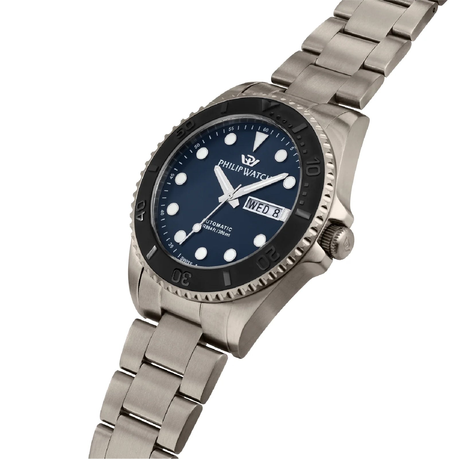 Orologio automatico Philip Watch in acciaio grigio e blu MISURA UNICA