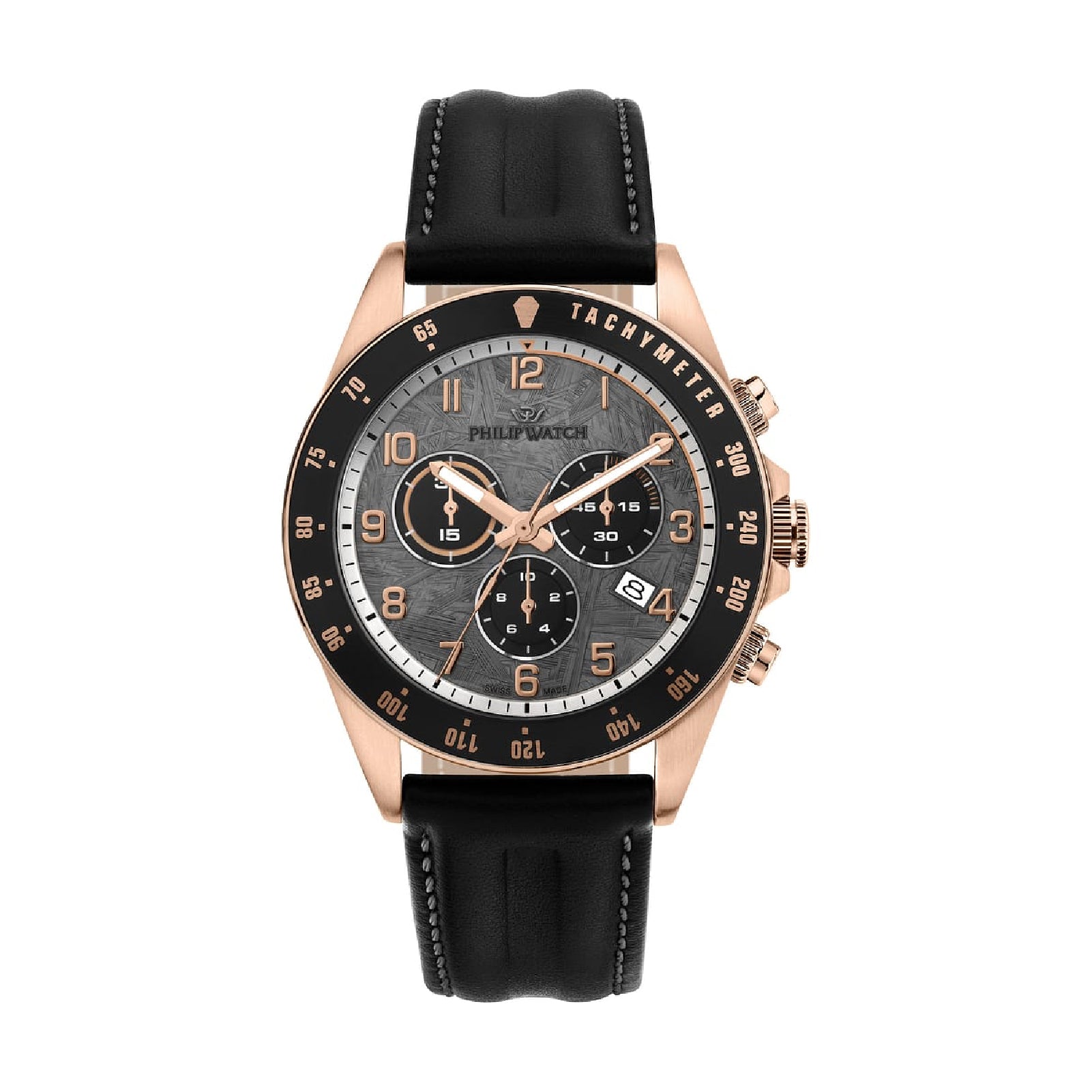 Orologio cronografo uomo Philip Watch in acciaio grigio e nero MISURA UNICA
