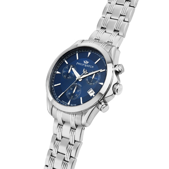 Orologio cronografo Philip Watch acciaio con quadrante blu MISURA UNICA