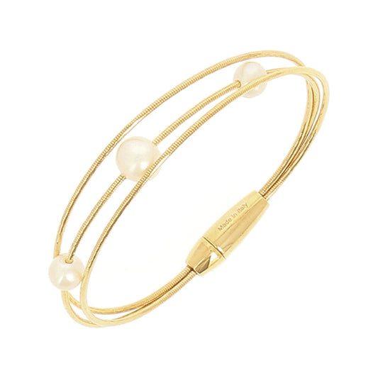 Bracciale multifilo Pesavento in argento dorato con perle L 17 cm
