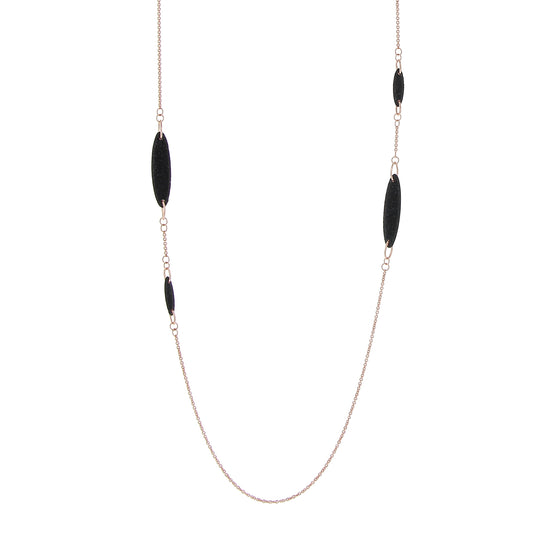 Collana lunga Pesavento in argento rosé con polvere nera MISURA UNICA