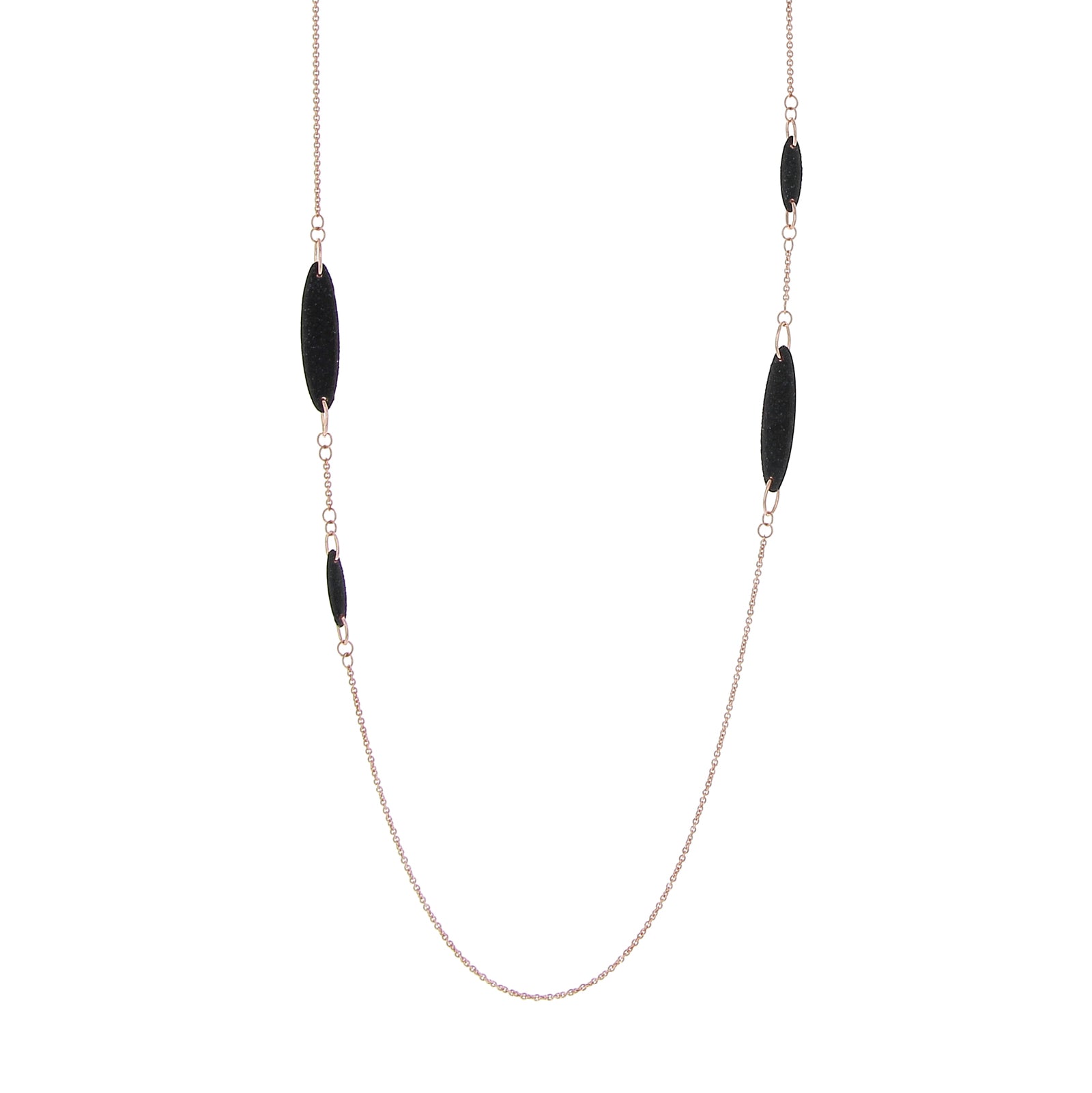 Collana lunga Pesavento in argento rosé con polvere nera MISURA UNICA