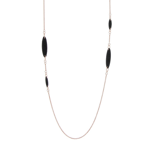 Collana lunga Pesavento in argento rosé con polvere nera MISURA UNICA