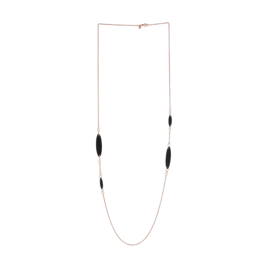 Collana lunga Pesavento in argento rosé con polvere nera MISURA UNICA