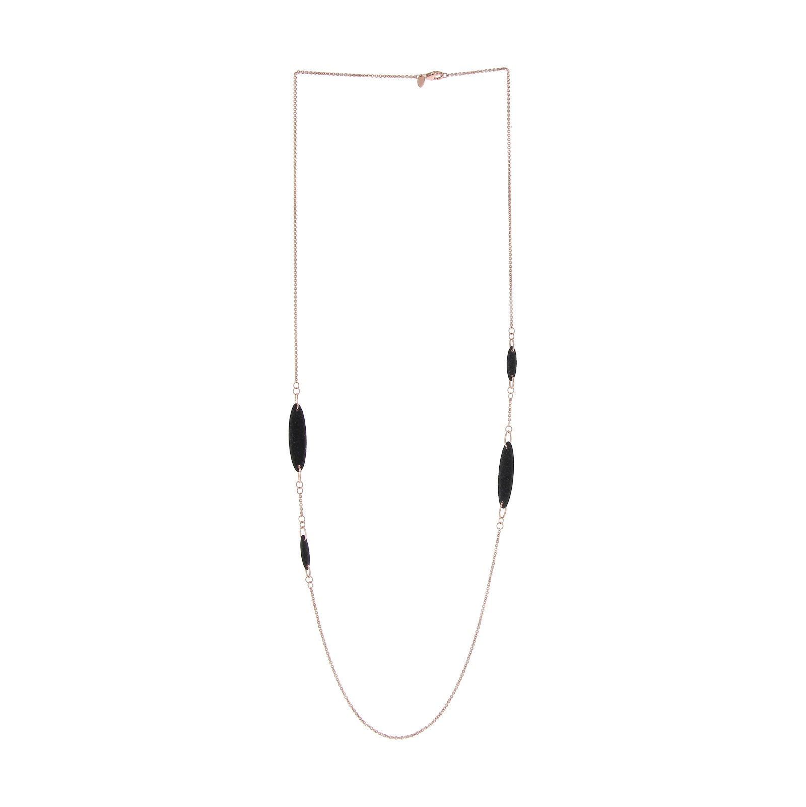 Collana lunga Pesavento in argento rosé con polvere nera MISURA UNICA
