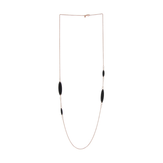 Collana lunga Pesavento in argento rosé con polvere nera MISURA UNICA
