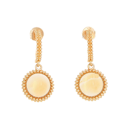 Orecchini Pesavento in argento con citrino cabochon tondo MISURA UNICA