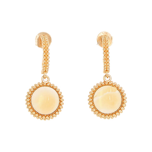 Orecchini Pesavento in argento con citrino cabochon tondo MISURA UNICA