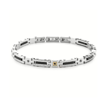 Bracciale Paciotti 4US in acciaio con inserto oro e spinello Regolabile 19-21 cm