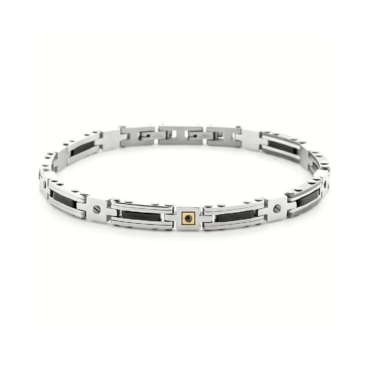 Bracciale Paciotti 4US in acciaio con inserto oro e spinello Regolabile 19-21 cm