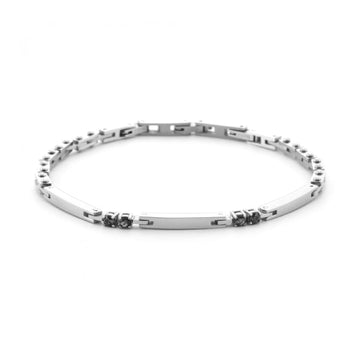 Bracciale Paciotti 4US in acciaio con targa e zirconi neri