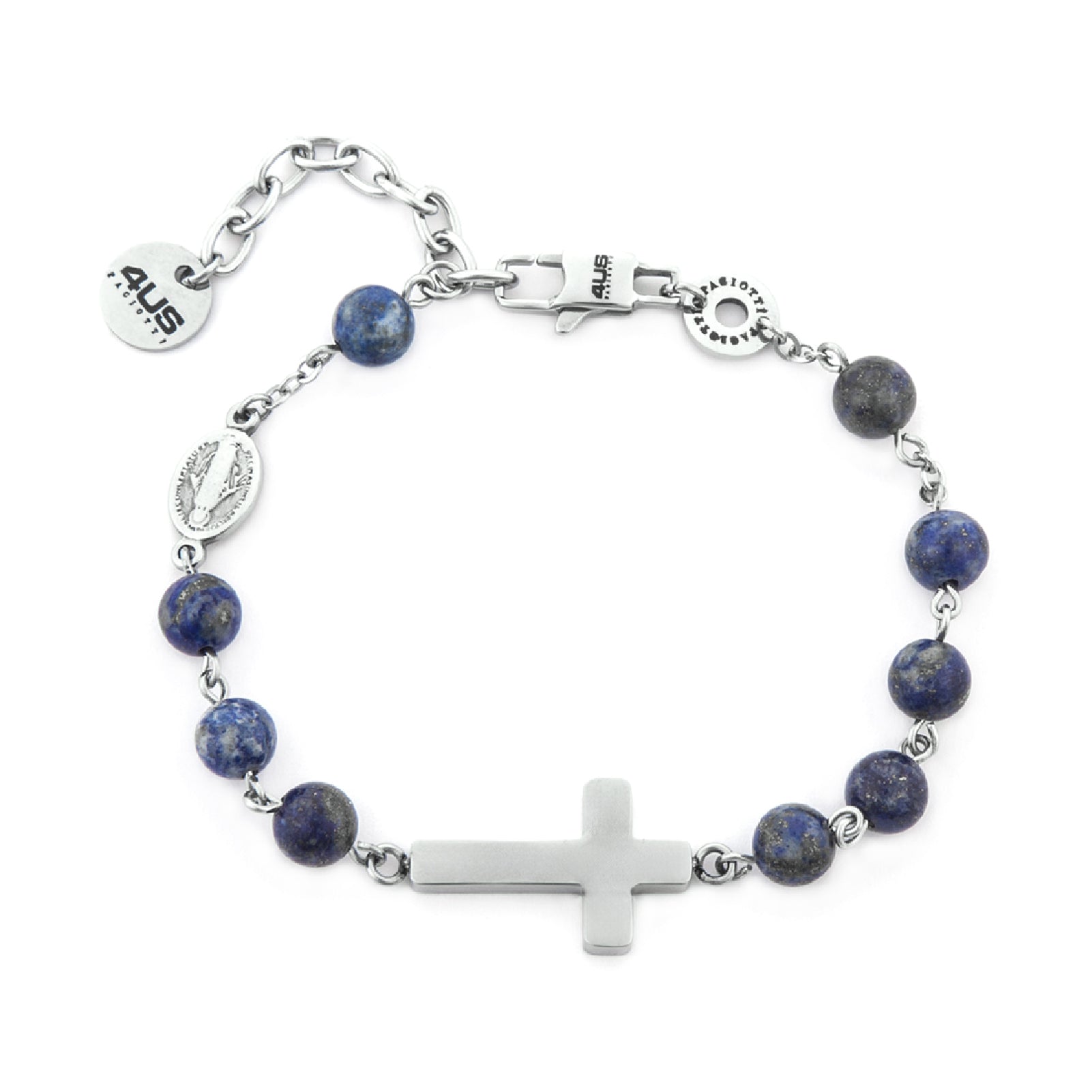 Bracciale rosario da uomo Paciotti 4US in acciaio con lapis Regolabile 18,5-22,5 cm