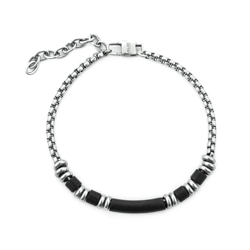 Bracciale da uomo Paciotti 4US in acciaio con tubini neri Regolabile 18-22 cm