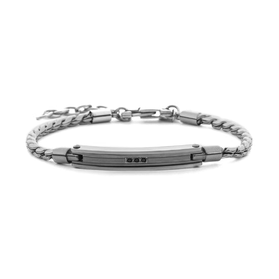 Bracciale da uomo Paciotti 4US in acciaio elemento e zirconi Regolabile 18-22 cm
