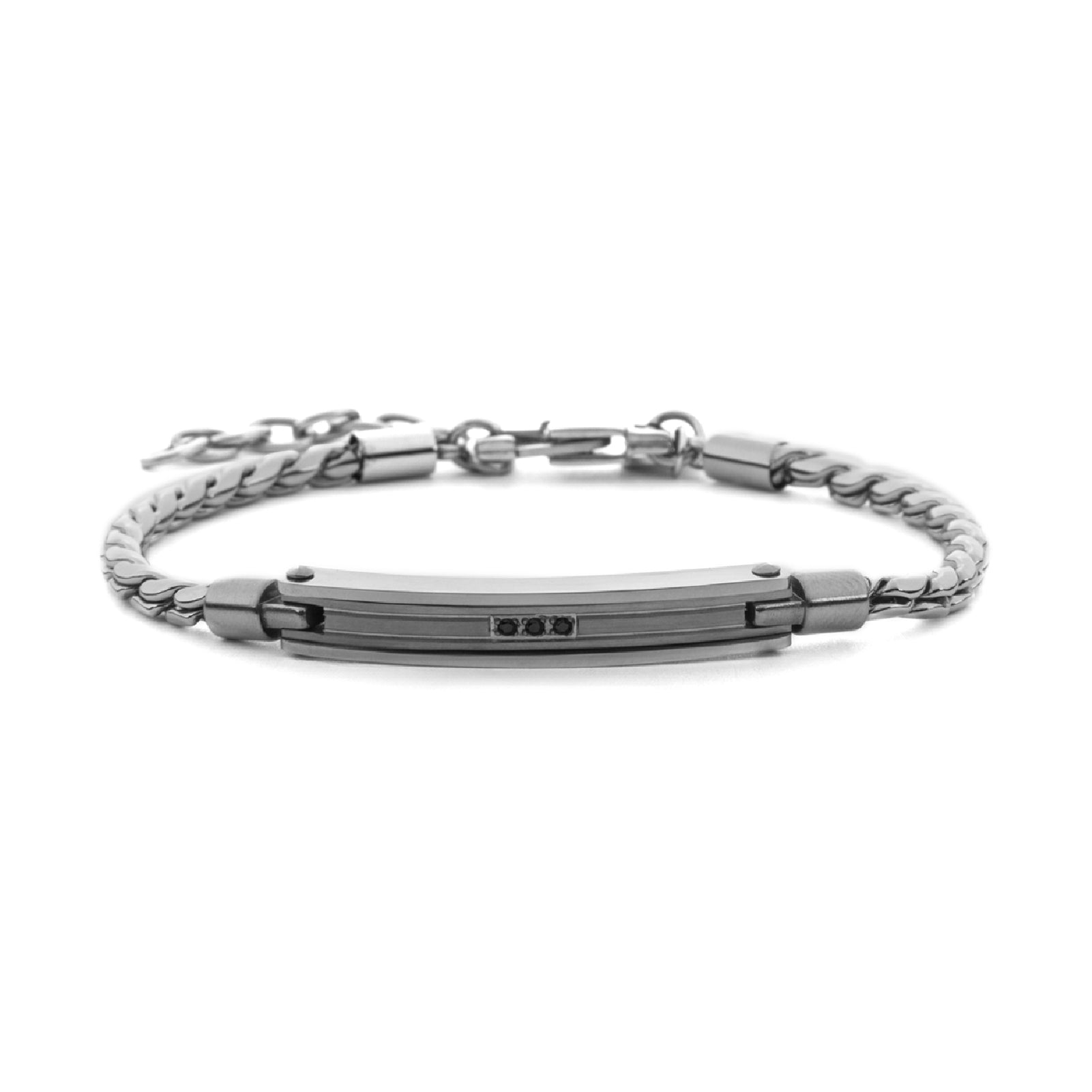 Bracciale da uomo Paciotti 4US in acciaio elemento e zirconi Regolabile 18-22 cm