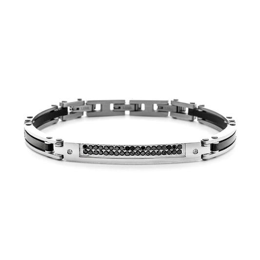 Bracciale da uomo Paciotti 4US in acciaio due fila di zirconi Regolabile 17-20,5 cm