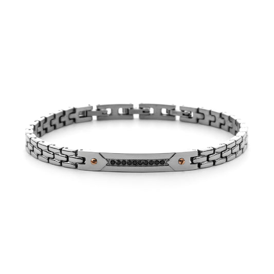 Bracciale da uomo Paciotti 4US in acciaio con maglia alta Regolabile 18,5-22,5 cm