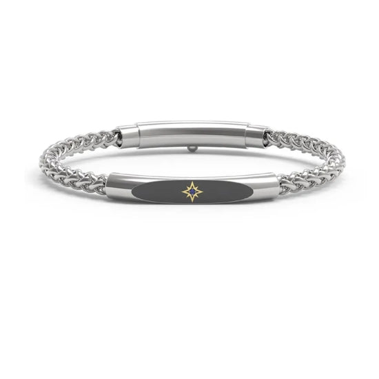 Bracciale Paciotti 4US acciaio placchetta oro e spinello blu Regolabile 19-21 cm