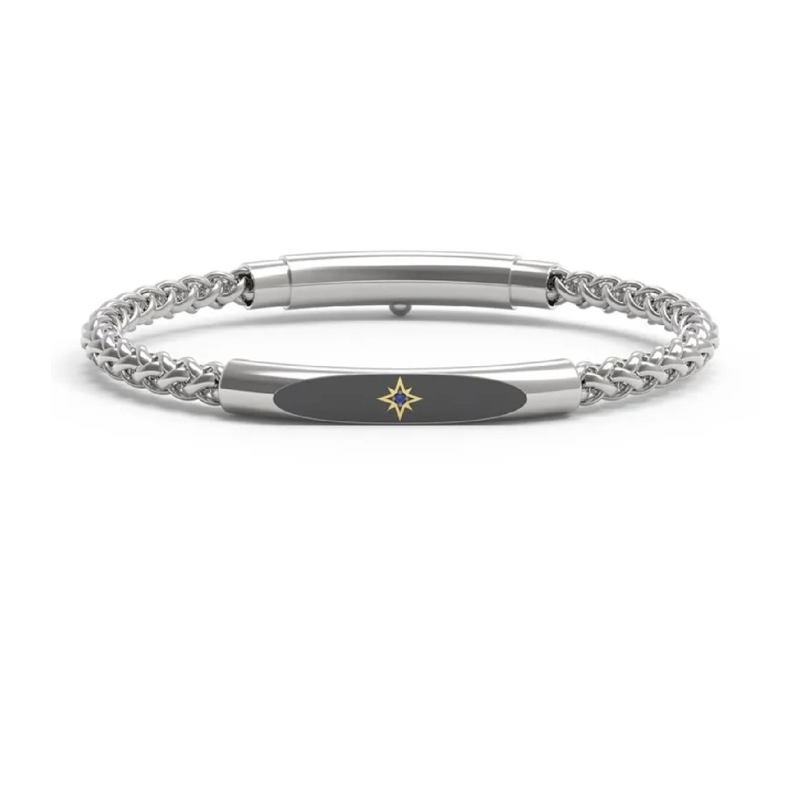 Bracciale Paciotti 4US acciaio placchetta oro e spinello blu Regolabile 19-21 cm