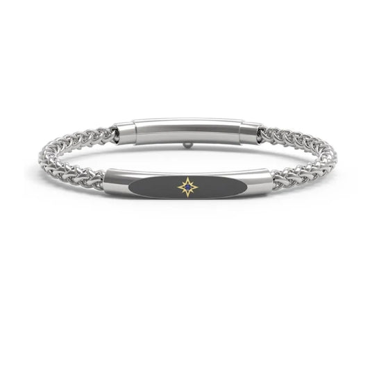 Bracciale Paciotti 4US acciaio placchetta oro e spinello blu Regolabile 19-21 cm