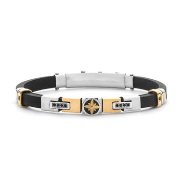 Bracciale Paciotti 4US in acciaio e gomma e zirconi 21 cm