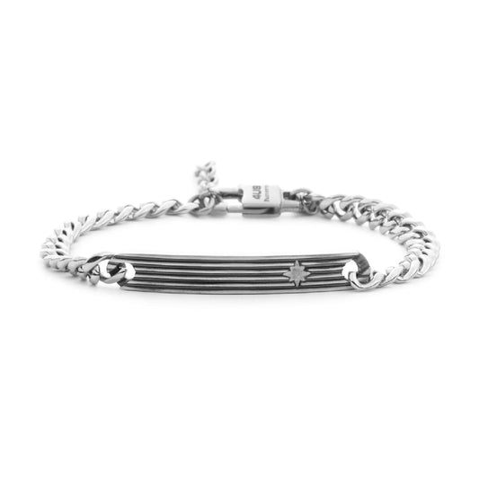 Bracciale Paciotti 4US in acciaio pvd nero con targa Regolabile 18-21 cm