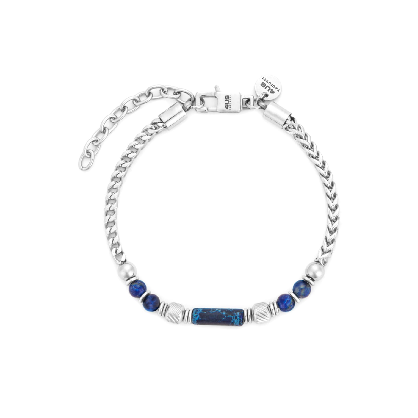 Bracciale Paciotti 4US in acciaio e lapislazzuli da uomo Regolabile 18-21 cm