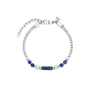 Bracciale Paciotti 4US in acciaio e lapislazzuli da uomo Regolabile 18-21 cm