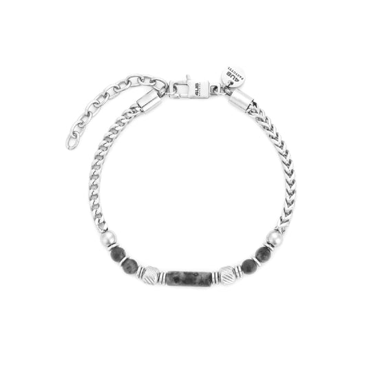 Bracciale Paciotti 4US in acciaio e pietre nere glitter Regolabile 18-21 cm