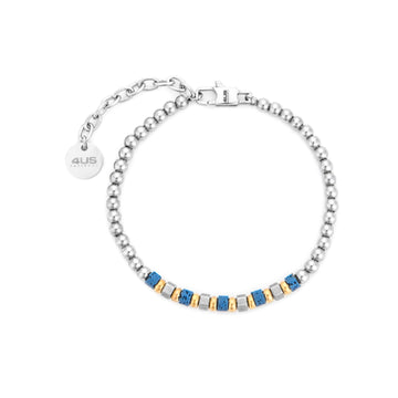 Bracciale Paciotti 4US acciaio pvd oro e pietra lava blu Regolabile 18-21 cm
