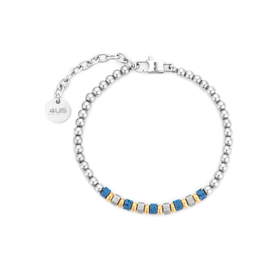 Bracciale Paciotti 4US acciaio pvd oro e pietra lava blu Regolabile 18-21 cm