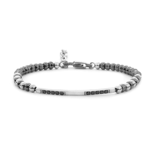 Bracciale Paciotti 4US in acciaio ematite grigia e zirconi Regolabile 18-21 cm